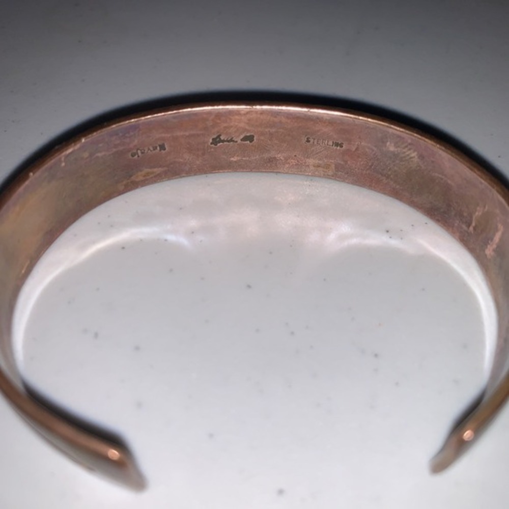 ROBERT LITTLE vintage RARE STERLING SILVER & COPPER Crosses CUFF BRACELET - Picture 3 of 6